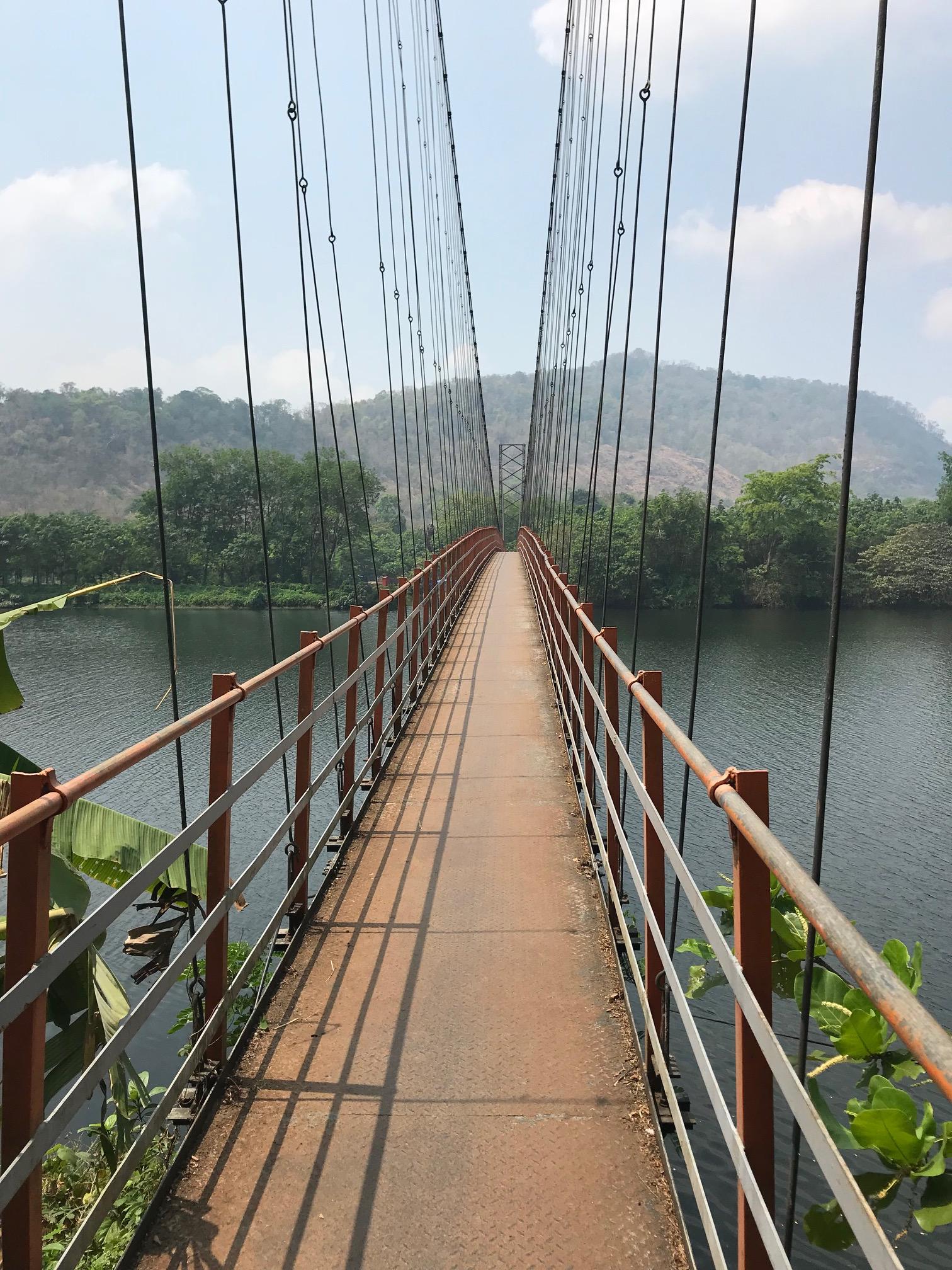 Walk or cycle to the nearby suspension bridge over the Periyar River Walk or cycle to the nearby suspension bridge over the Periyar River